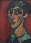 Alexej von Jawlensky, Langlicher Kopf in Braunrot